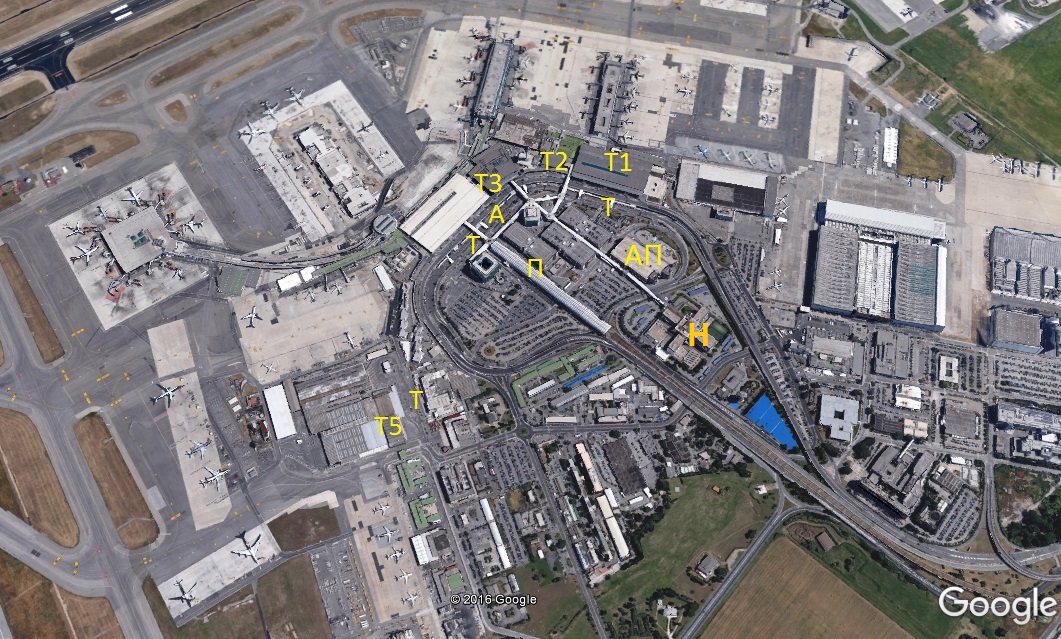 Аэропорт Фьюмичино - схема расположения терминалов