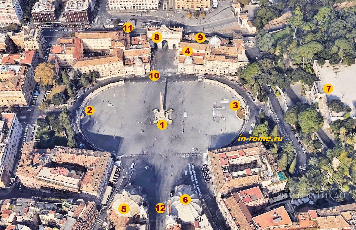 Площадь Пополо в Риме в подробностях.